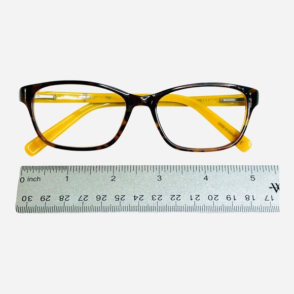 7 For All Mankind Tortoiseshell Yellow Eyeglasses Frames 52-16 40 YLWTT - Picture 7 of 11